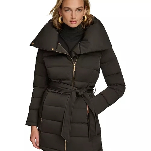 🆕DONNA KARAN" BLACK PUFFER JACKET - Picture 1 of 8